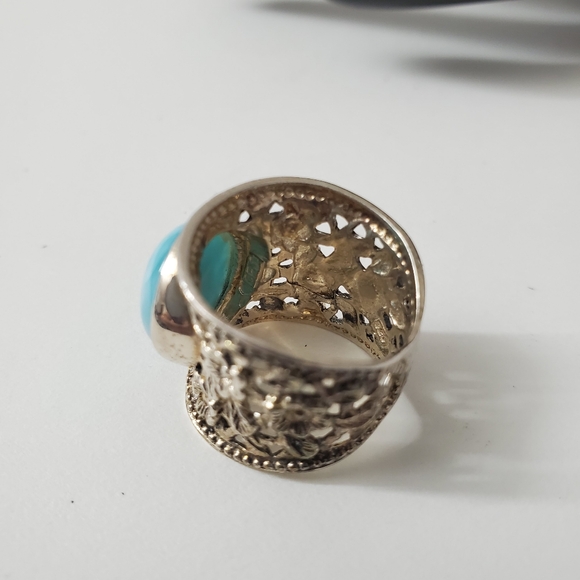 Sterling Silver 925 Larimar Filigree Ring - Picture 16 of 16